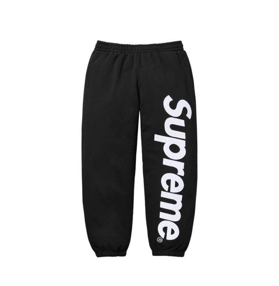 BLACK SUPREME APPLIQUÉ SWEATPANTS