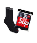 SUPREME X HANES CREW SOCKS (4 PACK) BLACK