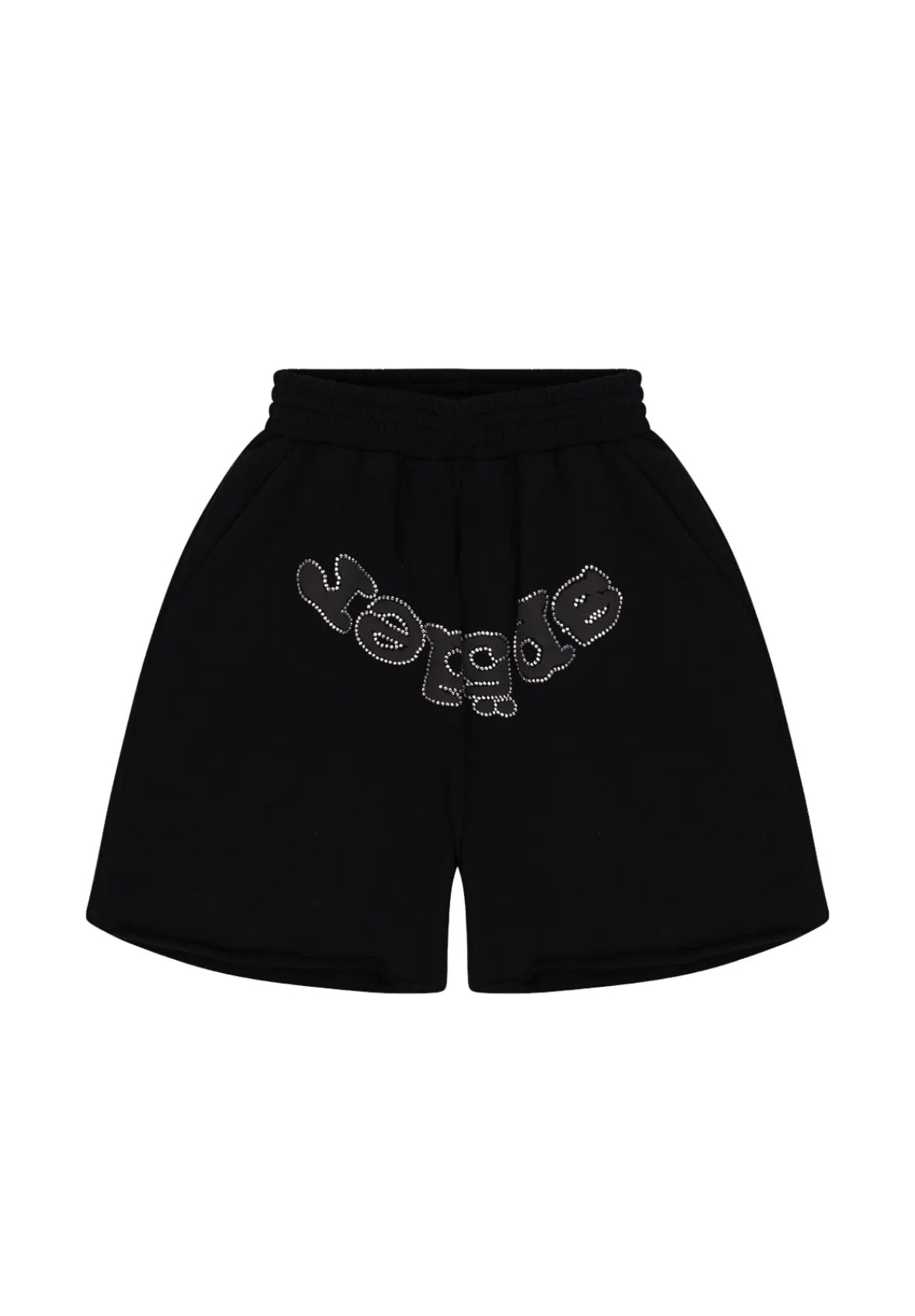 BLK RHINESTONE SP5DER SHORTS