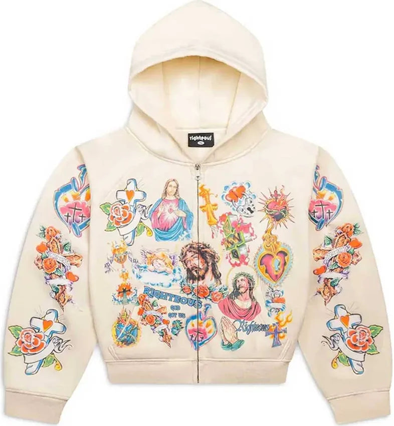 RIGHTEOUS RISEN KING CREAM ZIP UP
