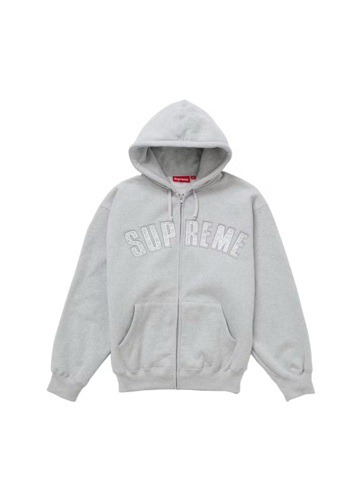 GREY RHINESTONE ZIP UP