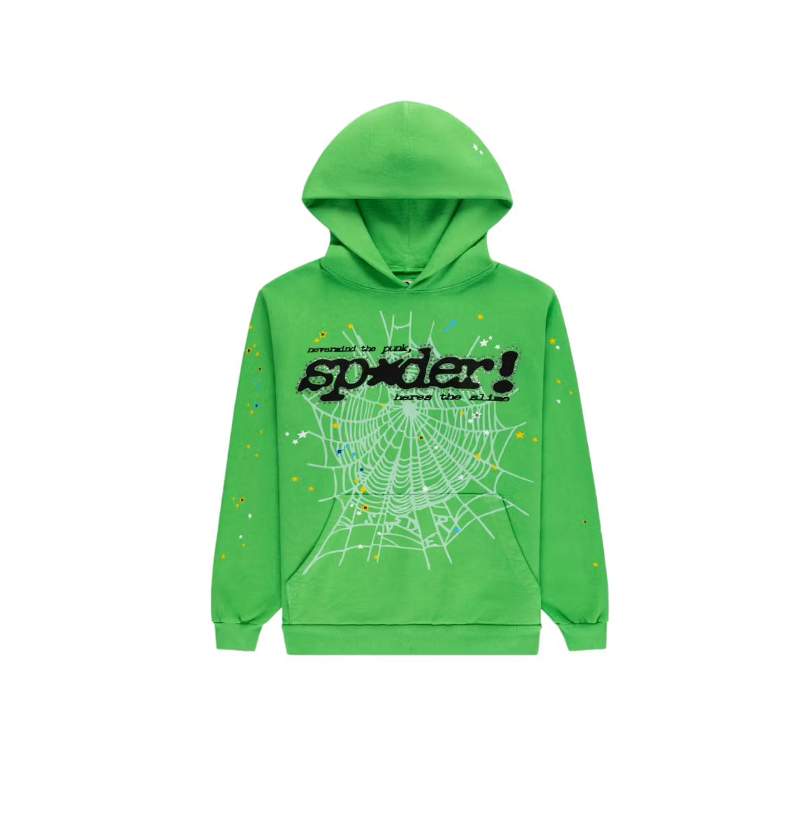 GREEN WEB SP5DER HOODIE