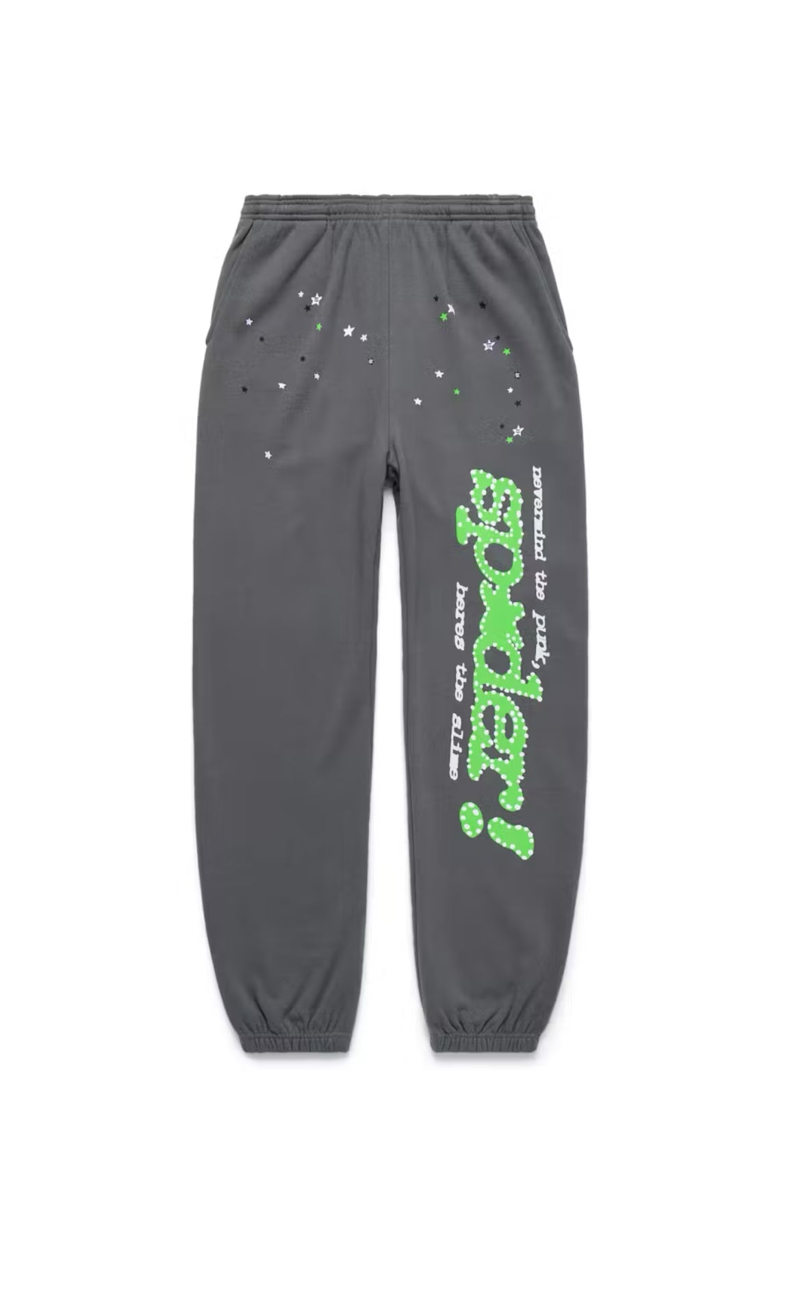 GREY/GREEN PUNK SPIDER SWEATPANTS